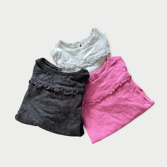 Infant Baby Sparkle Bodysuits Set of 3 6–12M Long Sleeve Ruffle Detail - Picture 9 of 9